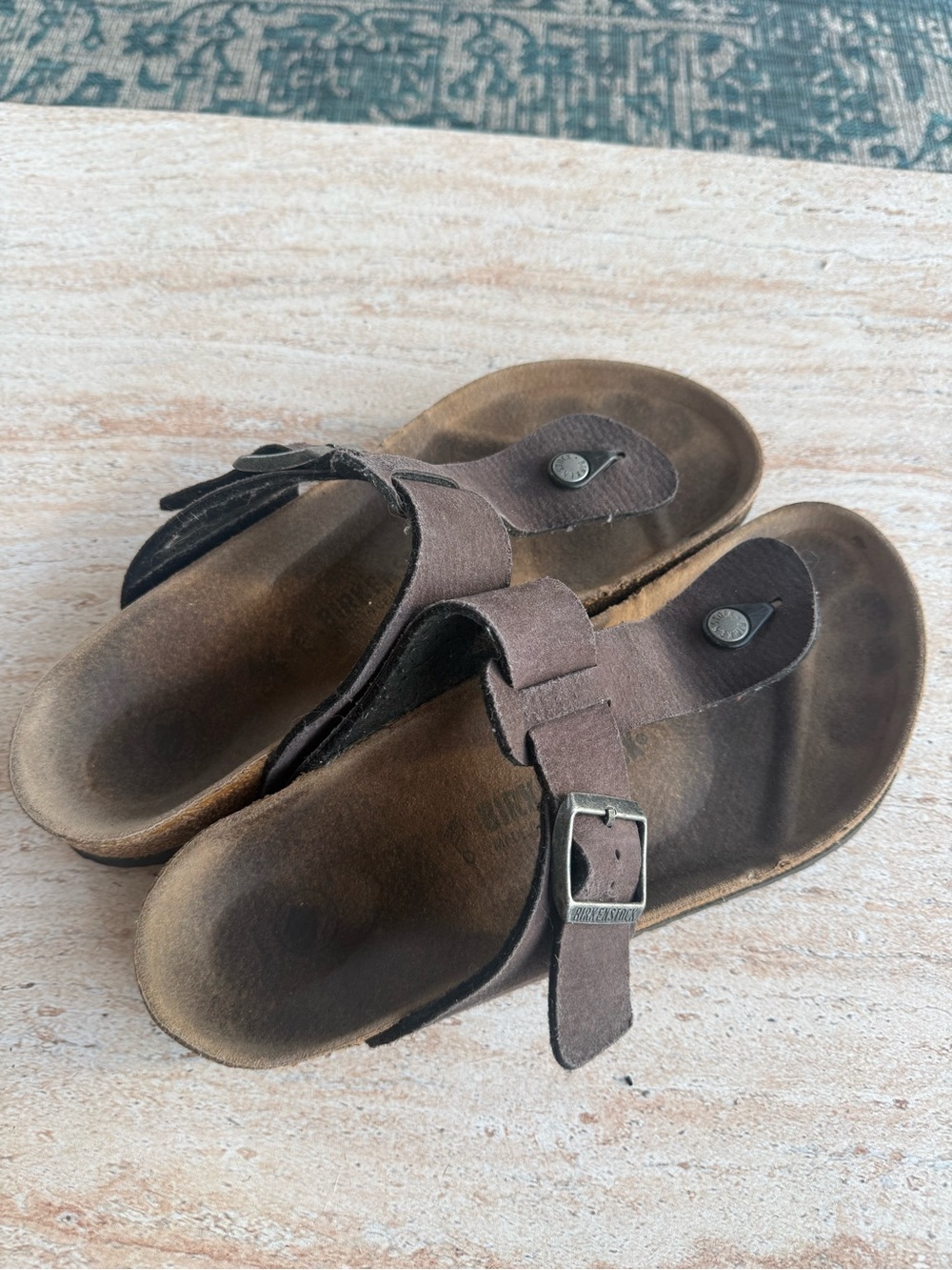 Birkenstock Brown Suede Adjustable Buckle Thong Sandals
